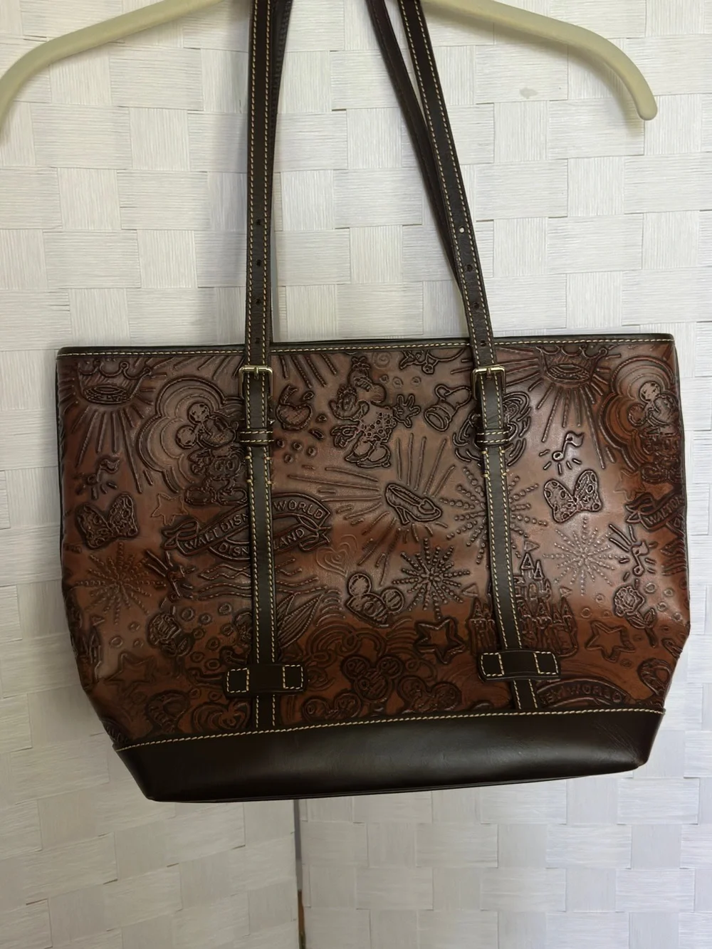 Dooney & Bourke Brown Embossed Leather Disney Tote